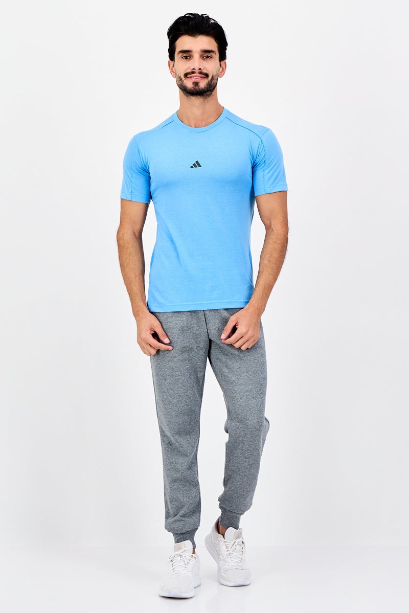 Adidas Men Sportswear Fit Short Sleeve Yoga T-Shirt, Blue - Image 3